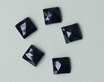 Ónix negro AAA+ de corte rosa cuadrado: piedra preciosa cuadrada suelta, para joyería (5 mm-25 mm)