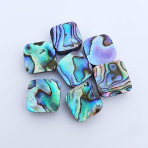 Natural Abalone Shell Cushion Cabochons, Iridescent Paua Shell Beads (8-30mm)