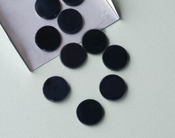 Natural Black Onyx Cabochon: Round Coin Both Side Flat Loose Gemstone, Jewelry Making (5mm-30mm)