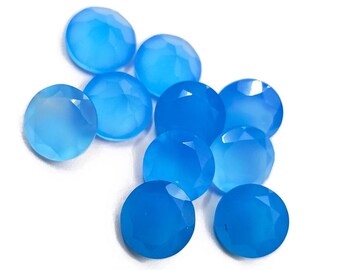 5mm Blue Chalcedony Gemstones, Faceted Round Cut, Jewelry Making