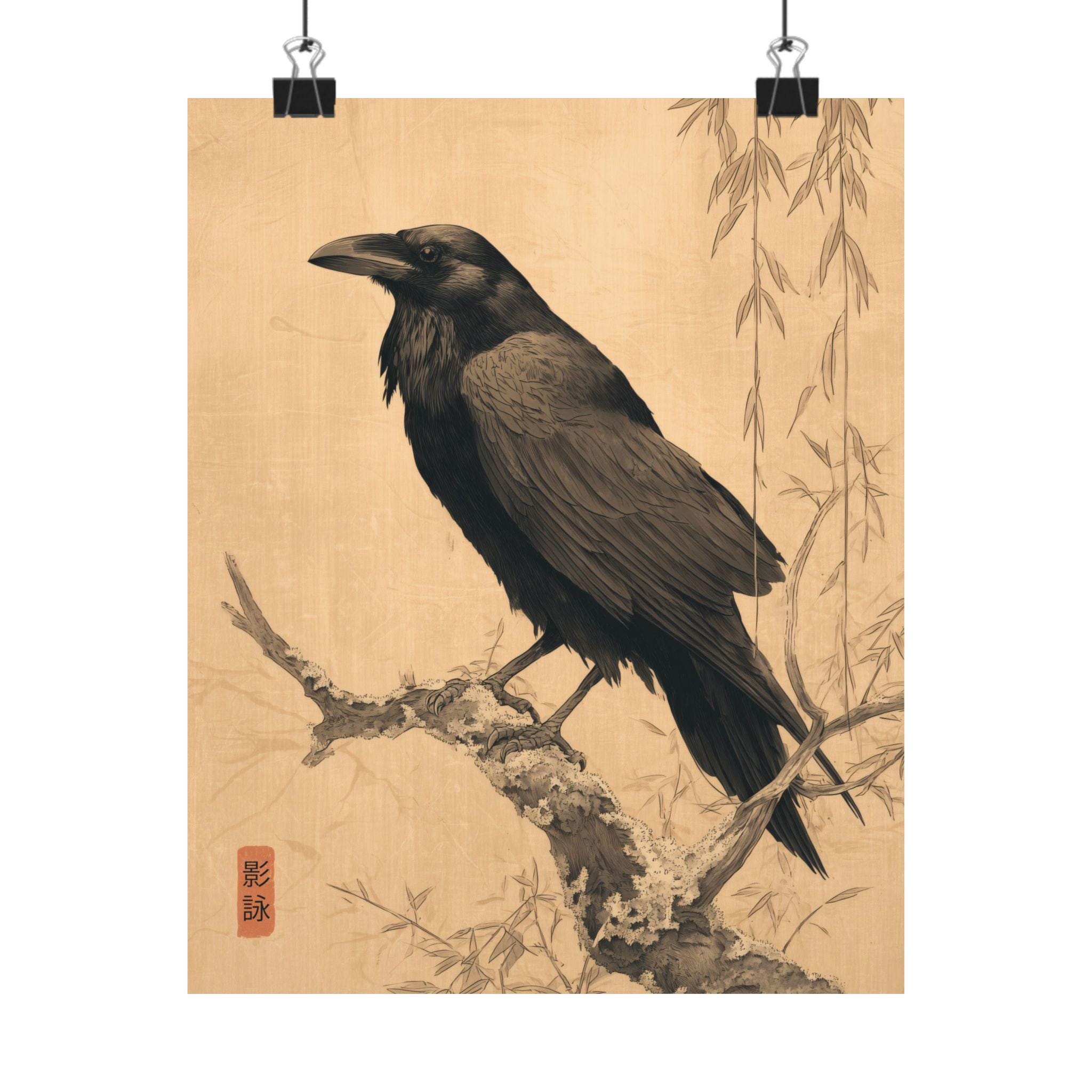 Japan Raven Japanese Crow Poster: Dark Raven Art Print, Gothic Home Decor - Etsy