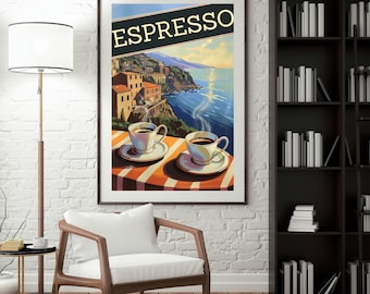 Retro Italian Espresso Poster: Vintage Kitchen Cafe Wall Art