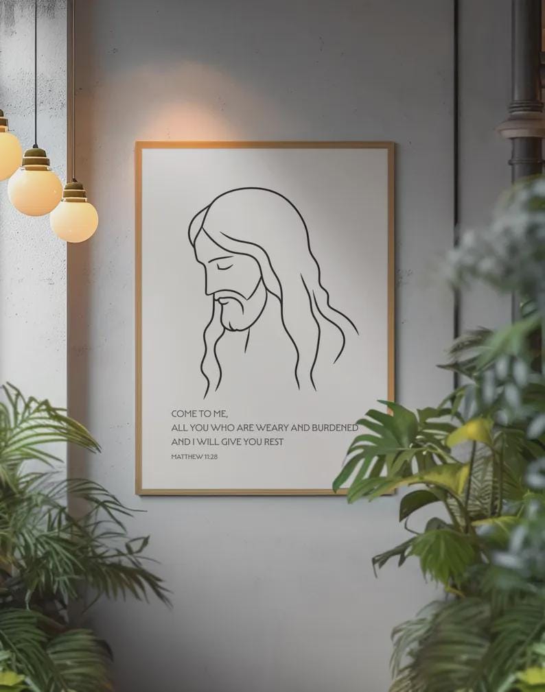 Jesus Line Art Print - Minimalist Christian Wall Art - Digital Download ...