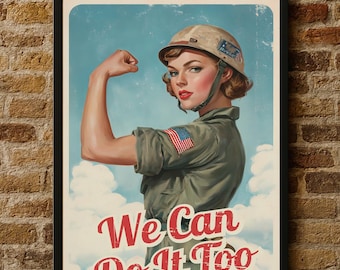 Vintage WW2 Girl Power Poster: Retro Feminist Propaganda Art