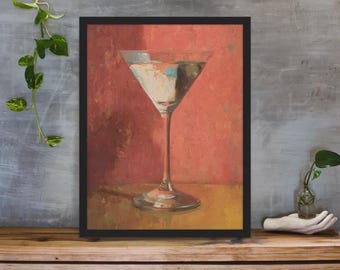 Retro Martini Cocktail Art Print: Mid-Century Bar Cart Decor (Digital Download)