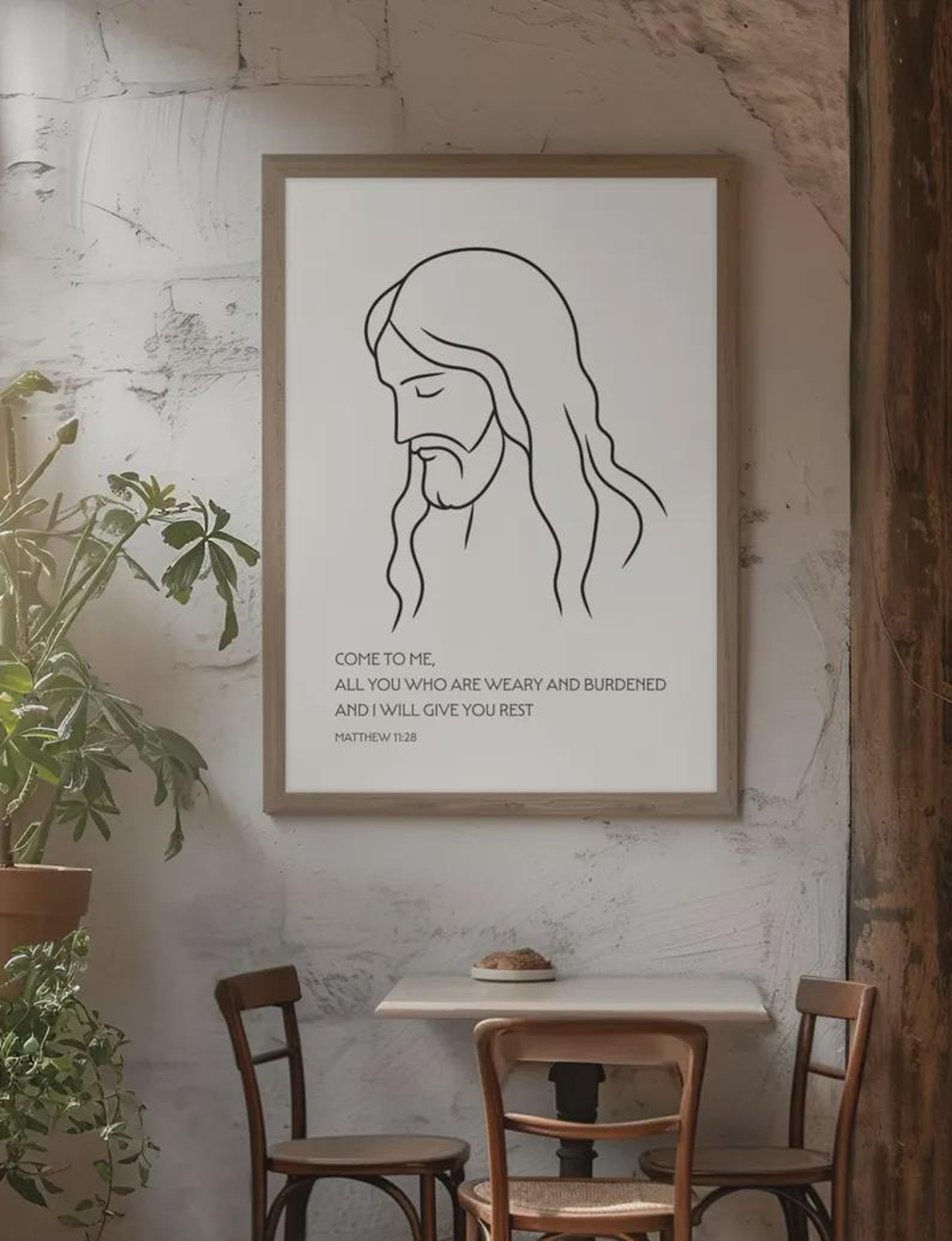 Jesus Line Art Print - Minimalist Christian Wall Art - Digital Download ...