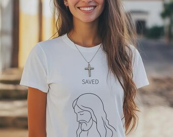 Minimalist Saved Jesus Tee: Christian Faith-Based T-Shirt