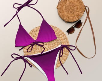 Purple String Bikini – Recycled Polyester Swimwear, UPF 50+