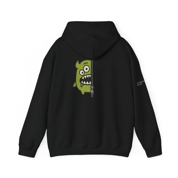 ZIP MONSTER Hoodie Green Goof With Bite