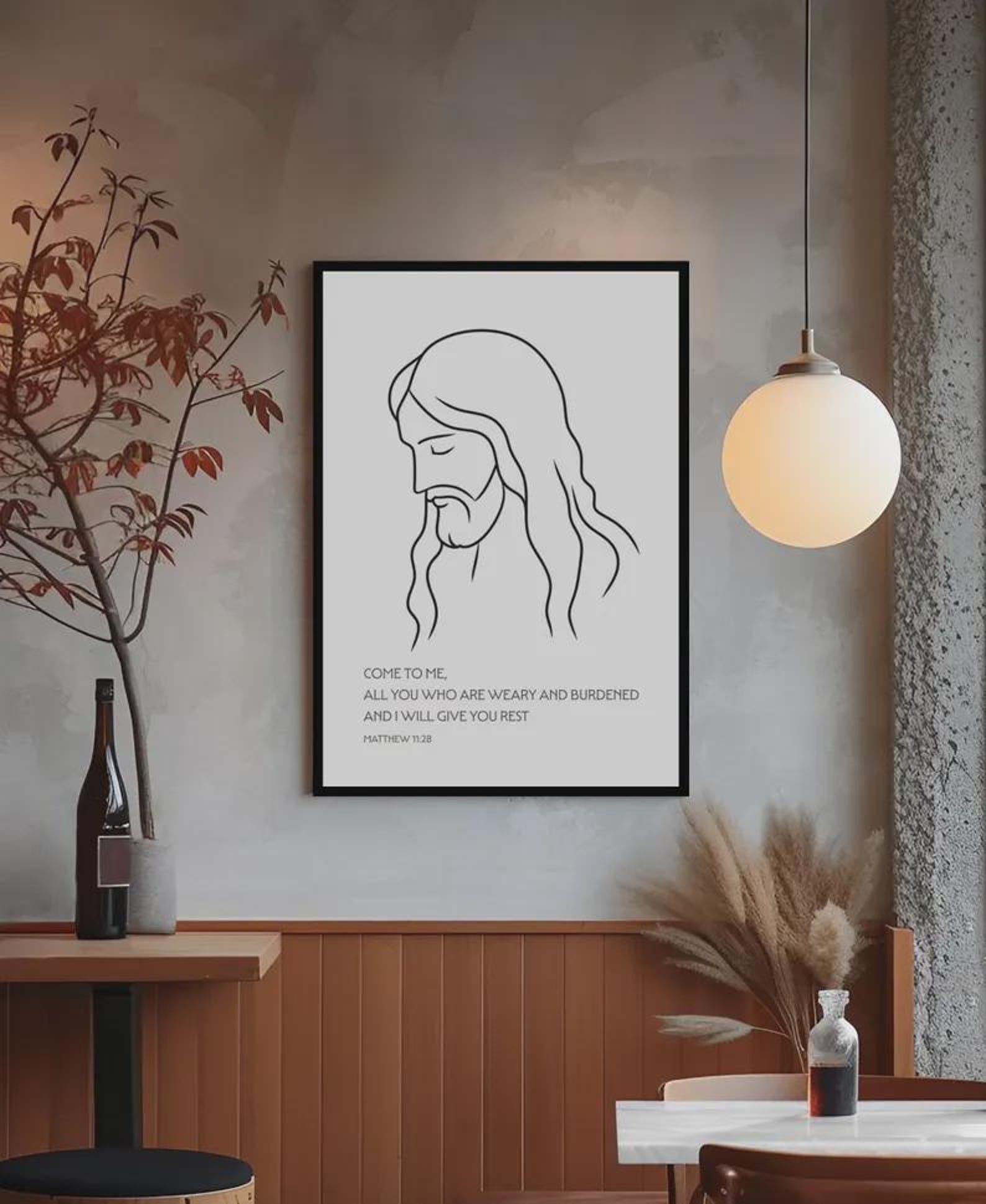 Jesus Line Art Print - Minimalist Christian Wall Art - Digital Download ...