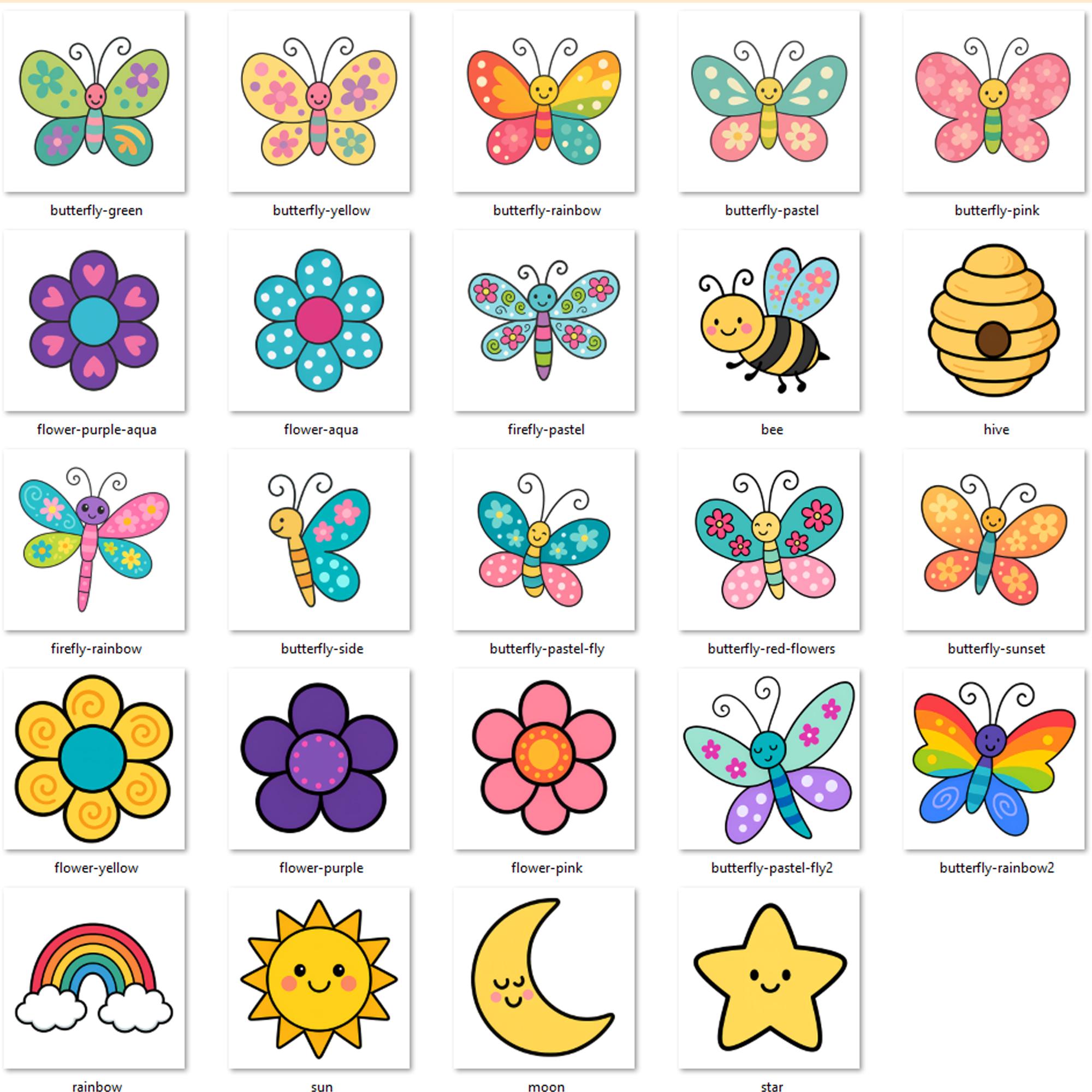 Spring Cartoon Png Spring Cartoon Clipart Bundle – PNG Stickers (digital Download - Etsy