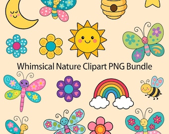 Spring Cartoon Clipart Bundle – PNG Stickers (Digital Download