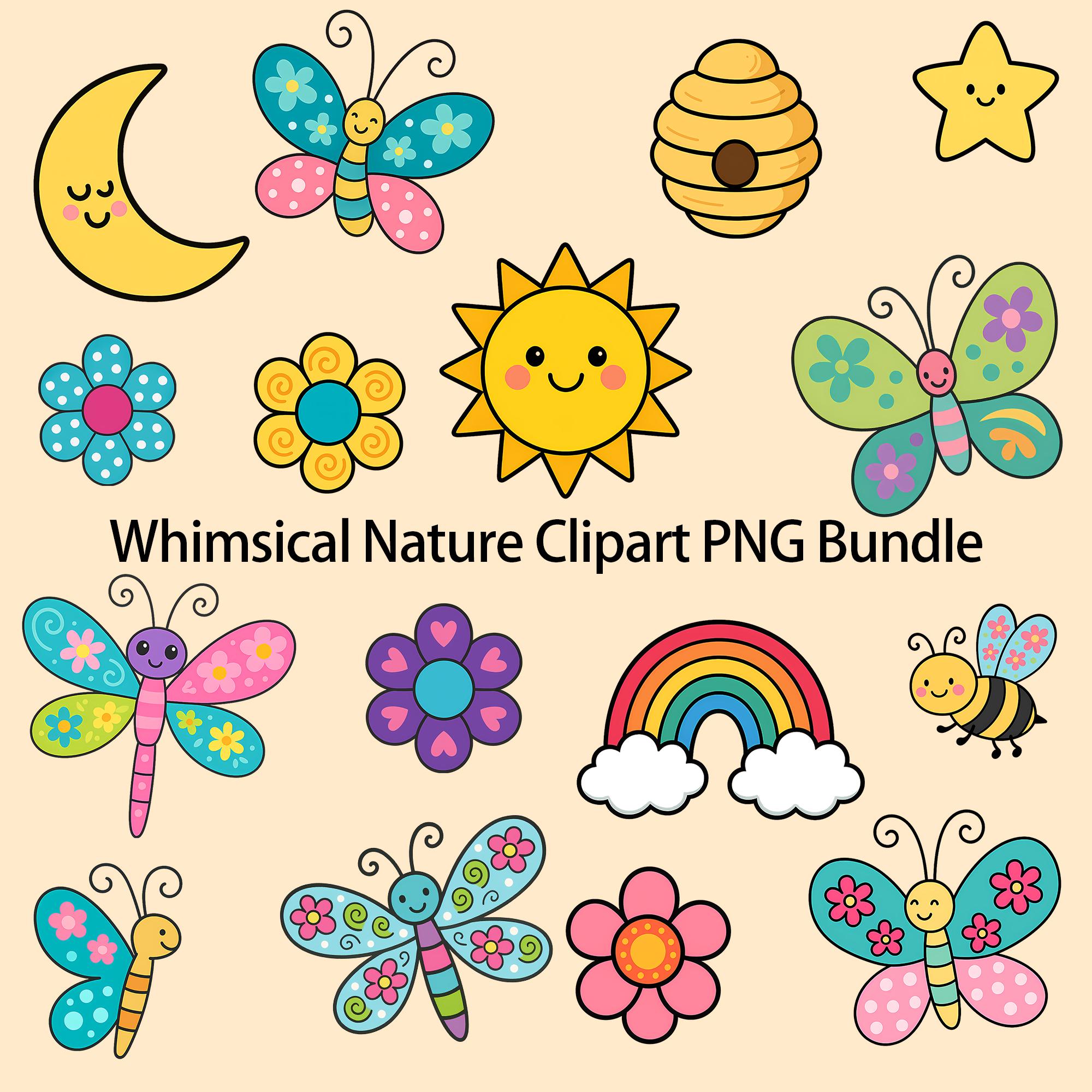 Spring Cartoon Png Spring Cartoon Clipart Bundle – PNG Stickers (digital Download - Etsy