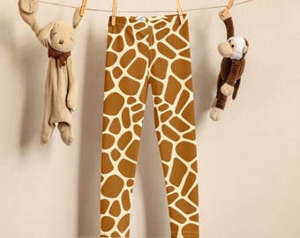 Giraffe Print Kids Leggings, Halloween Costume Pants