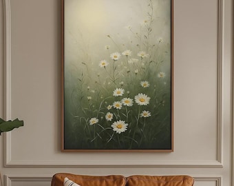 Inramad canvastavla med vildblommor: Botaniskt landskap