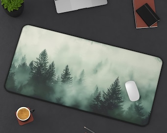 Misty Forest Desk Mat – Large Nature Gaming Mouse Pad