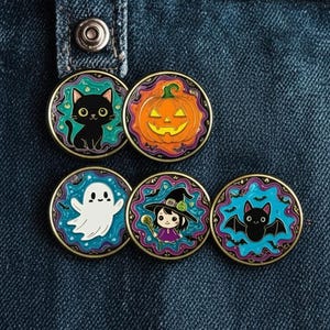 Set of Halloween pin buttons