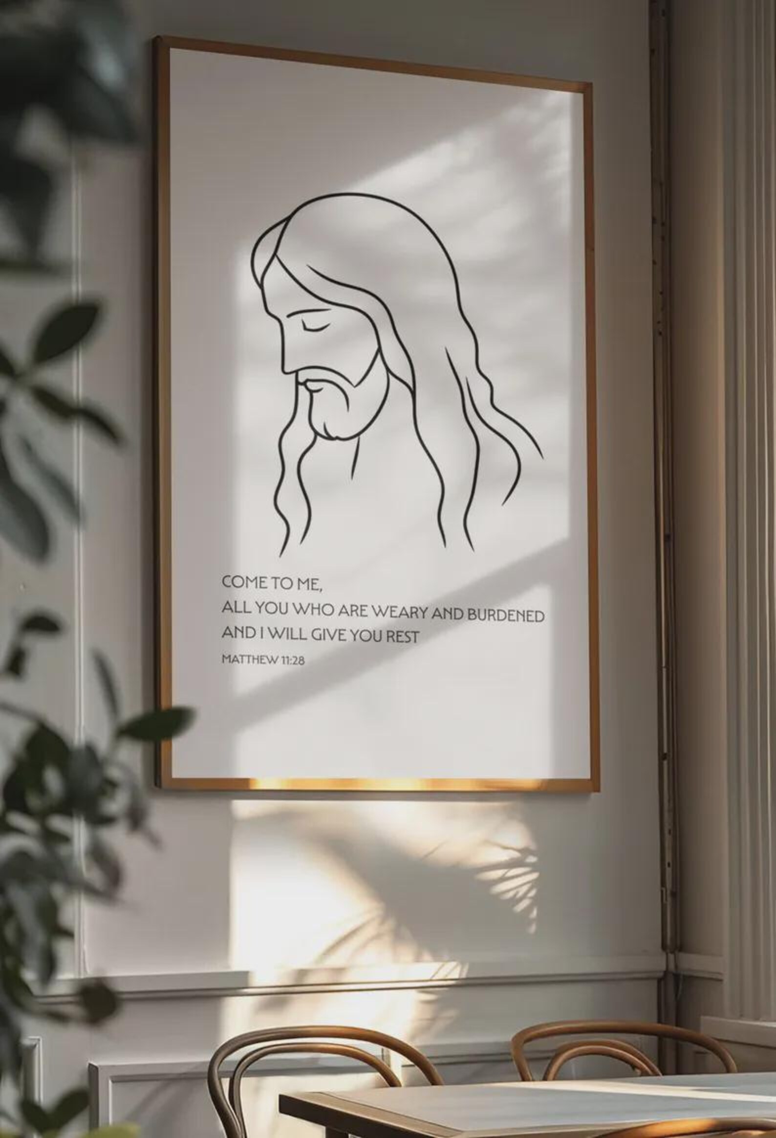 Jesus Line Art Print - Minimalist Christian Wall Art - Digital Download ...