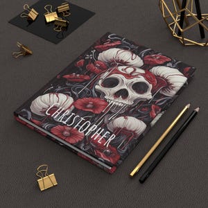Gothic Skull Hardcover Journal, Personalized Dark Academia Notebook