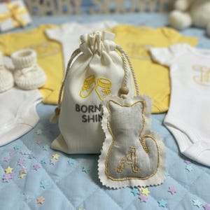 Baby Shower Favor Personalized Lavender Sachet and Embroidered Gift Bag Custom Name Handmade Party Favor