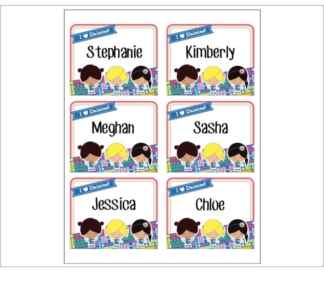 Daisy Girl Scout Name Tag Stickers - Printable - Instant Download - Etsy