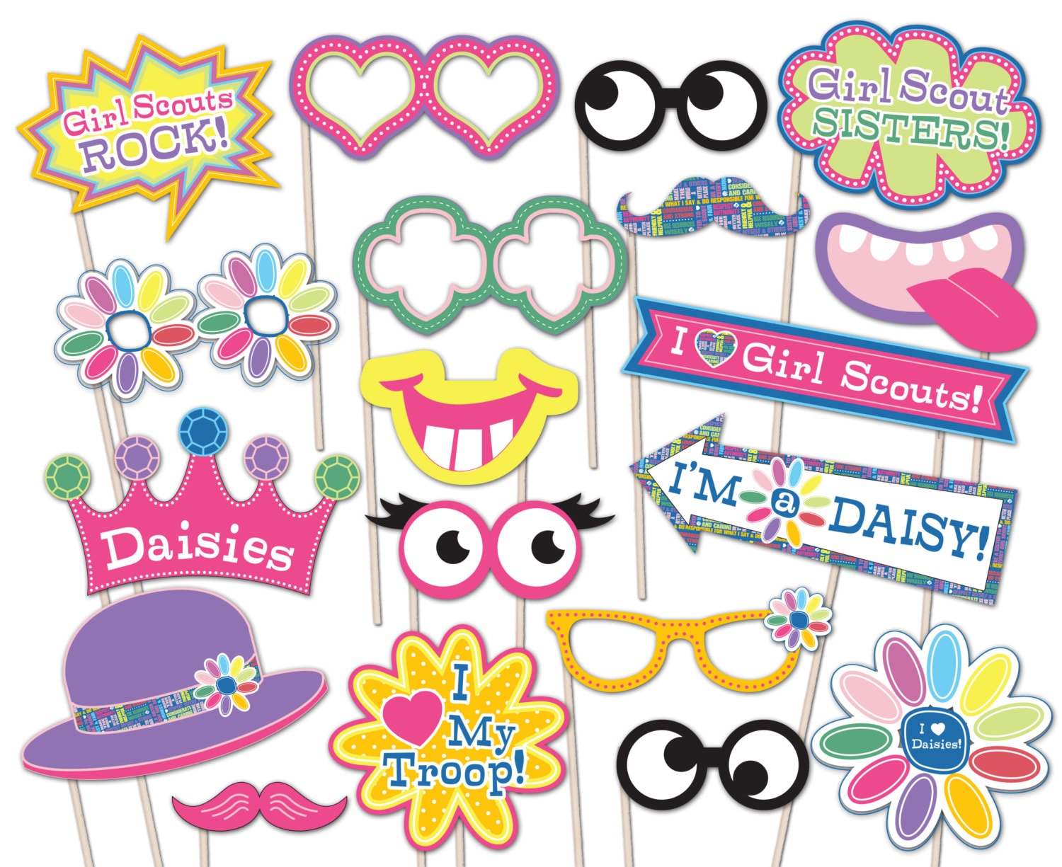 Daisy Girl Scout Photo Booth Props - Printable Instant Download