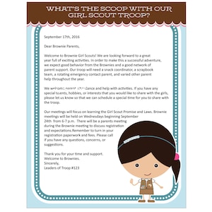 Brownie Girl Scout Letterhead Printable Instant Download image 1