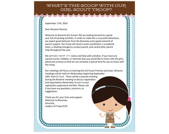 Brownie Girl Scout Letterhead - Printable Instant Download