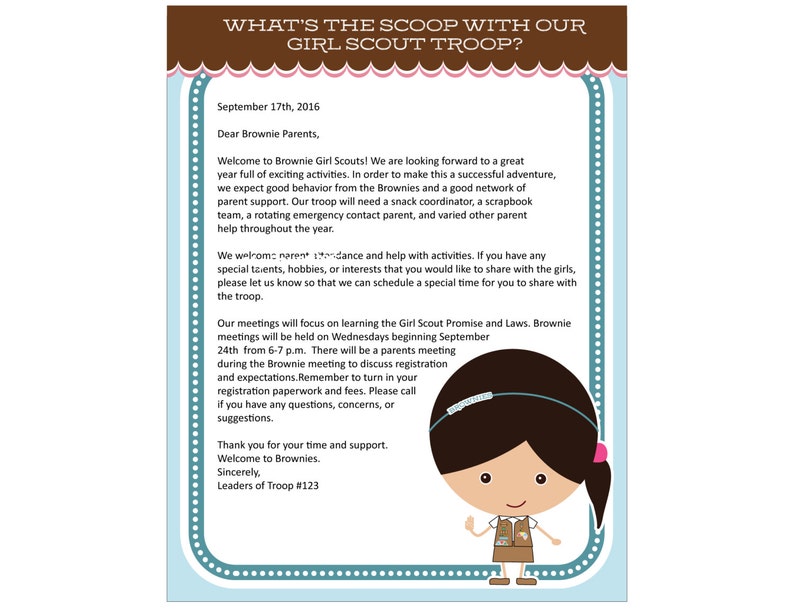Brownie Girl Scout Letterhead Printable Instant Download image 1