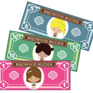 Girl Scout Brownie Bucks - Printable Instant Download