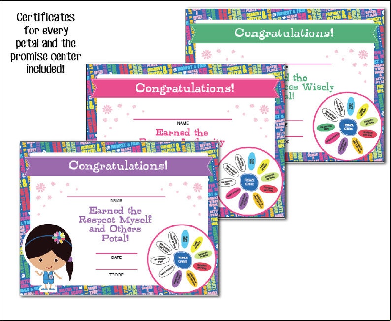Daisy Girl Scouts Petal Certificates Printable Instant | Etsy