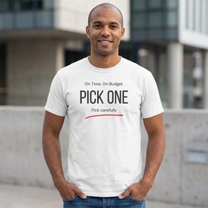 Camiseta engraçada de entregador | Presente para entregas no prazo e dentro do orçamento | Camiseta para entrega de projetos