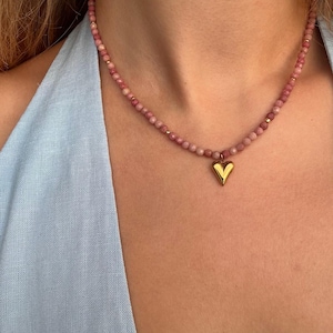 Rhodonite Handmade Necklace For Women / Pink Gemstone Necklace / Handmade Jewelry Gift / Natural Stone Jewelry / Love Energy Necklace