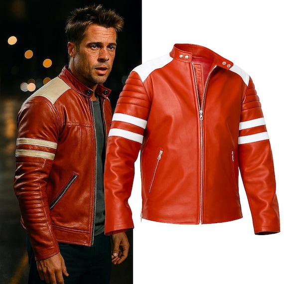 タイラー・ダーデン ファイトクラブ ジャケット：レッド＆ホワイト