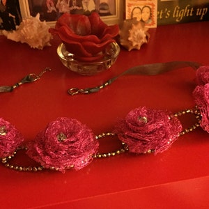 Necklace &quot;Roses&quot;- 25&quot; Free Metalico with swarovski crystals