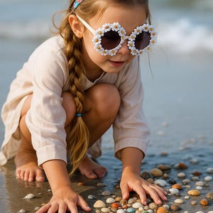 Girls white daisy design sunglasses cute girls sunglasses white round sunglasses white flower sunglasses UV Protection beach holiday wedding