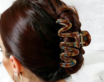 Fermagli per capelli a forma di onda, grande fermaglio in metallo ondulato, fermaglio stile costiero, regalo di laurea per la fidanzata, regalo di compleanno per lei