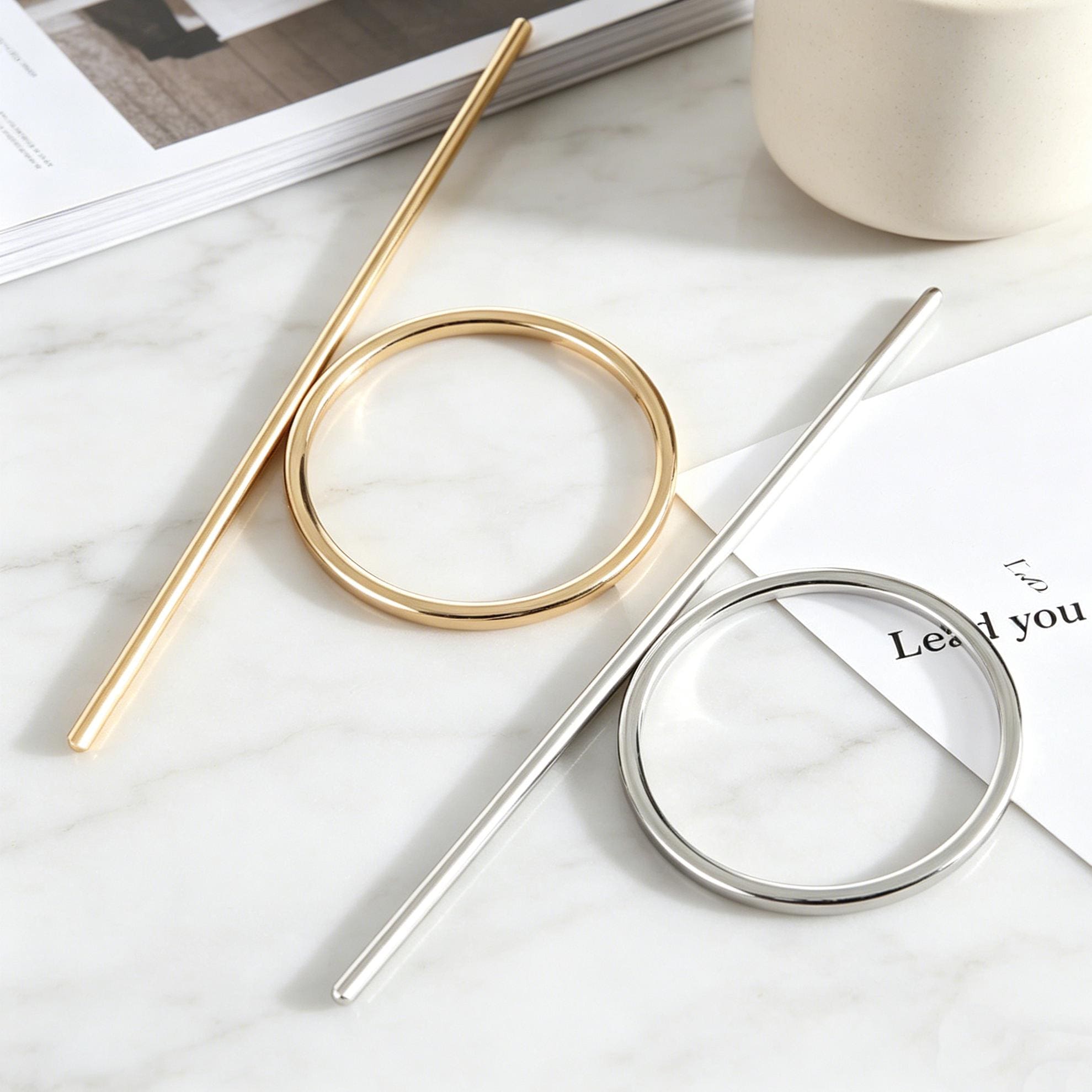 Open Circle Hair Slide Barrette,Hair Stick,Round Barrette,Hair Pin,Gold Hair Clip,Handmade Hair Clip, Minimalist Hair Pin