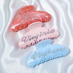 Custom Large Hair Claw Clips with Pearls/Rhinestones– Personalized Name Wedding Gifts Accessory, Bridesmaid Bachelorette Party Favors