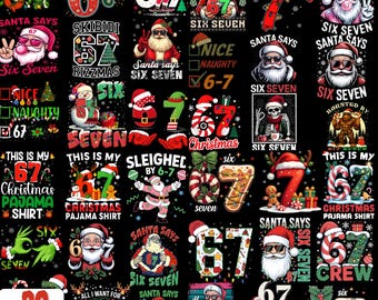 Funny Christmas Six Seven PNG Bundle, Viral Meme Designs (Digital Download)