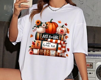 Girl Who Loves Fall Sublimation Design: Bookish Autumn Graphic (PNG)