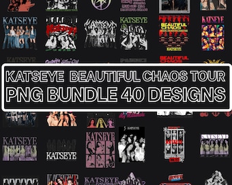 Katseye "Beautiful Chaos Tour" T-Shirt PNG  Bundle Ready to Print, Retro Pop Vibes Graphic PNG, Beautiful Chaos Vintage Aesthetic PNG