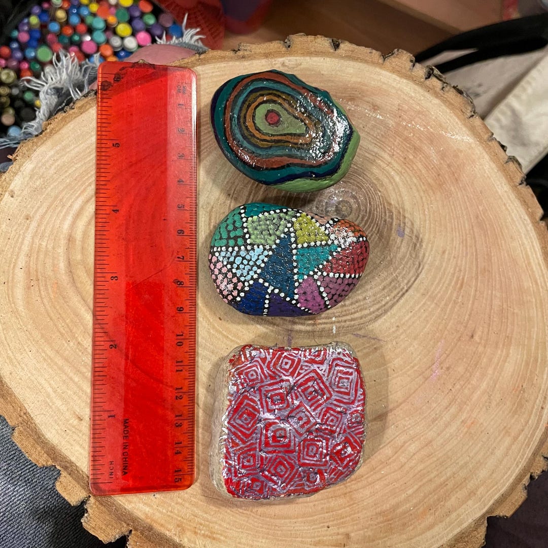 Set of Three (3) Hand-painted, Double-sided River Rocks - Etsy