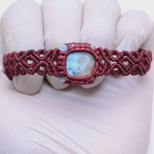Knot - Healing Crystal Macrame-Waves & Sky~ Natural Larimar Handmade Boho Cuff Micro Macrame Crystal Bracelet