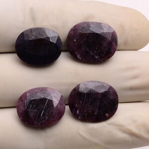 4 Pcs Natural Ruby 16mm-18mm Oval Faceted Cut Untreated Huge Loose Gemstones Lot