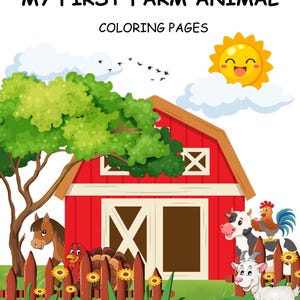Farm animal coloring book coloring book printable coloring book for toddlers digital download, farm animal printable