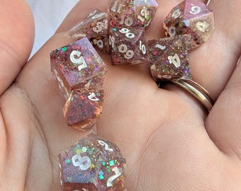 Glitter Surprise Mini Resin Dice Set: Sharp Edged DND Dice, mini