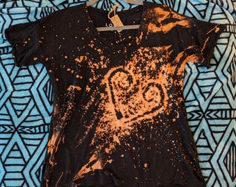 Upcycled Tie Dye Heart T-Shirt | Women's XS Boho Top