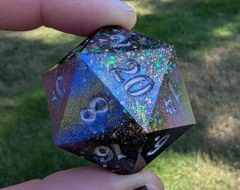 Handcrafted Resin D20 Dice: Space Exploration