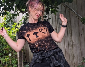Upcycled Bleach Tie Dye T-Shirt | Mushroom Heart Design
